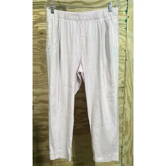 Vince Women’s Pants Pink Linen Blend Pull On Trouser Elastic Waist Size Large - Picture 1 of 10